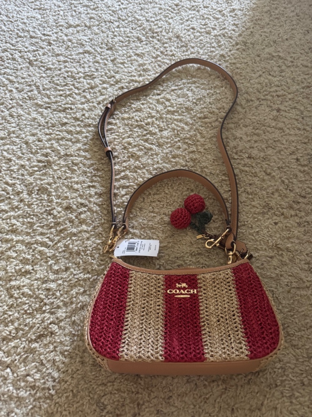 Coach Outlet Teri Shoulder Bag With Stripes And Charm